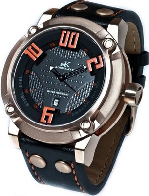 Adee Kaye AK7281-MRG Analog Display Japanese Quartz Black