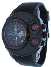 Adee Kaye #AK8002-MIPB Black IP Carbon Fiber Top Spring Pusher Chronograph