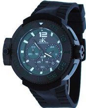 Adee Kaye #AK8008-MIPB Black IP Resin Band Dual Time Chrongraph