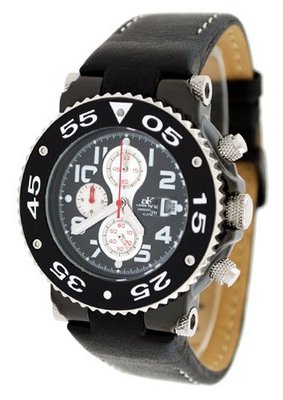 Adee Kaye #AK8026-MIPB Black IP with Silver Trim Sports Chronograph