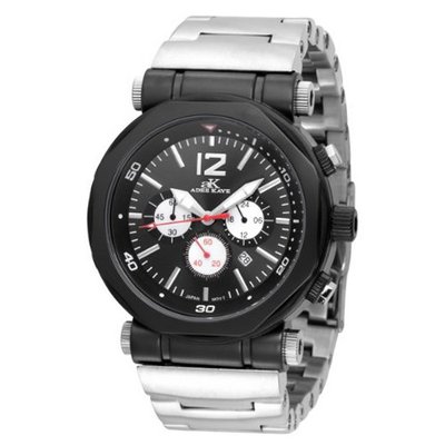 Adee Kaye AK8921-MIPB BLK Chain Sport Collection Chronograph Stainless Steel Black