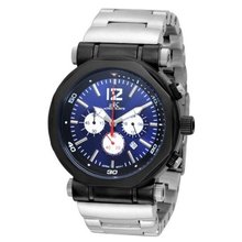 Adee Kaye AK8921-MIPB BLU Chain Sport Collection Chronograph Stainless Steel Black