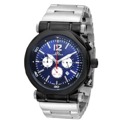 Adee Kaye AK8921-MIPB BLU Chain Sport Collection Chronograph Stainless Steel Black
