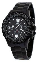 Adee Kaye #AK9001-MIPB Black IP Pilot Aviator Chronograph