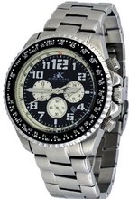 Adee Kaye #AK9003-M Stainless Steel Black Dial Nautical Chronograph