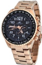 Adee Kaye #AK9007-MRG Rose Gold Tone Stainless Steel Black Dial Nautical Chronograph