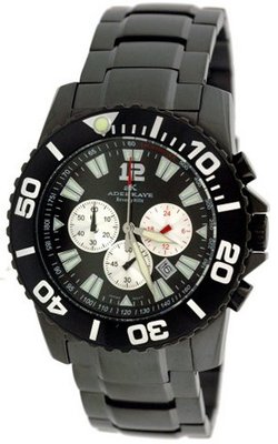 Adee Kaye Black IP Plated Chronograph AK4013-MGM Black