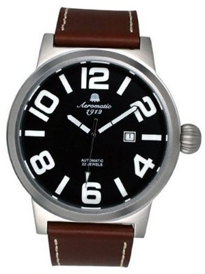 Aeromatic 1912 Automatic XL Size Military with Black Dial, Onion Crown A1361