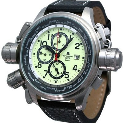 Aeromatic 1912 Luminous Dial, Alarm Chronograph and World City Scale A1404
