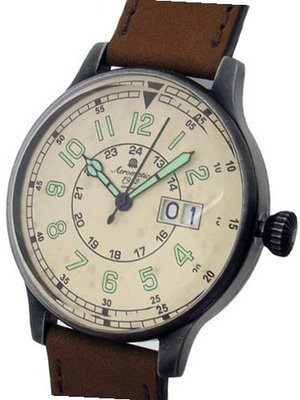 Aeromatic 1912 Retro Styled Aviator Quartz , Aged Patina Case A1254