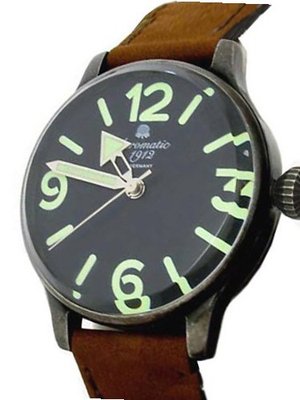 Aeromatic 1912 Retro Styled Panzer Quartz , Aged Patina Case A1251