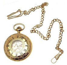 Gold colour metal cased half hunter pocket