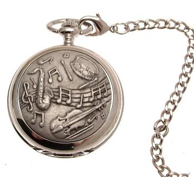 Pocket - Solid pewter fronted mechanical skeleton pocket - Musical design 43