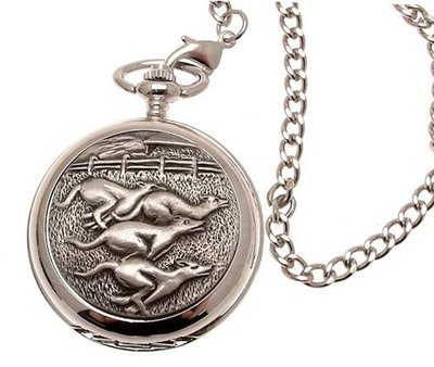 Pocket - Solid pewter fronted quartz pocket - Greyhound design 56