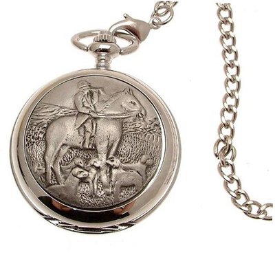 Pocket - Solid pewter fronted quartz pocket - Hunting design 30