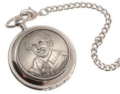 Pocket - Solid pewter fronted quartz pocket - William Shakespeare design 57