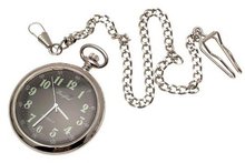 Reproduction WWI style mechanical pocket with black face and luminous numbers