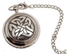 Solid pewter fronted mechanical skeleton pocket - 4 Triag knot no stone design 4