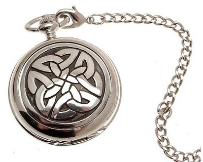 Solid pewter fronted mechanical skeleton pocket - 4 Triag knot no stone design 4