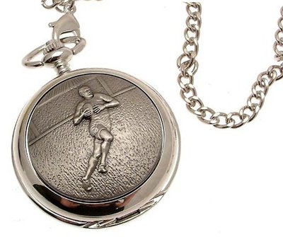Solid pewter fronted mechanical skeleton pocket - Rugby design 26