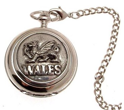 Solid pewter fronted mechanical skeleton pocket - Wales Dragon design 14