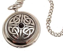 Solid pewter fronted quartz pocket - 4 Triag knot with stone design 3