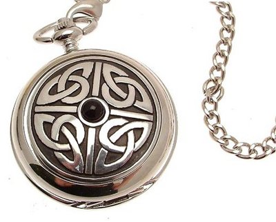 Solid pewter fronted quartz pocket - 4 Triag knot with stone design 3