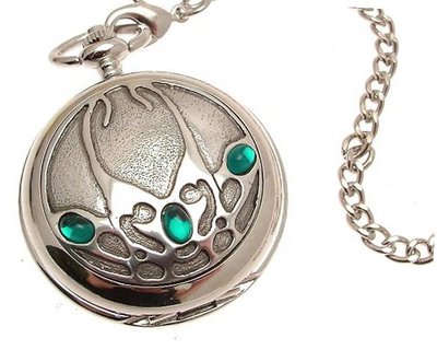 Solid pewter fronted quartz pocket - Archibald Knox design 10