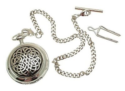 Solid Pewter fronted quartz pocket - Celtic knot design