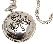 Solid pewter fronted quartz pocket - Celtic leaf design 22