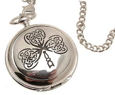 Solid pewter fronted quartz pocket - Celtic leaf design 22