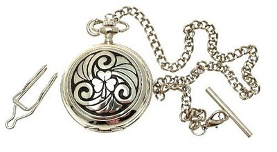 Solid Pewter fronted quartz pocket - Celtic Shamrock design
