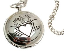 Solid pewter fronted quartz pocket - Claddagh design 23