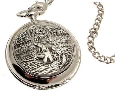 Solid pewter fronted quartz pocket - Fly Fishing design 27