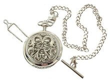 Solid Pewter fronted quartz pocket - Green Man design