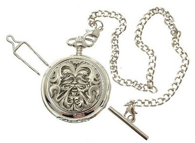 Solid Pewter fronted quartz pocket - Green Man design