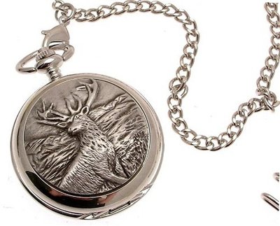 Solid pewter fronted quartz pocket - Monarch of the Glen Stag design 21