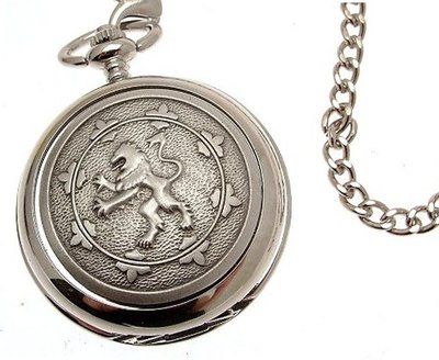 Solid pewter fronted quartz pocket - Rampant Lion design 18