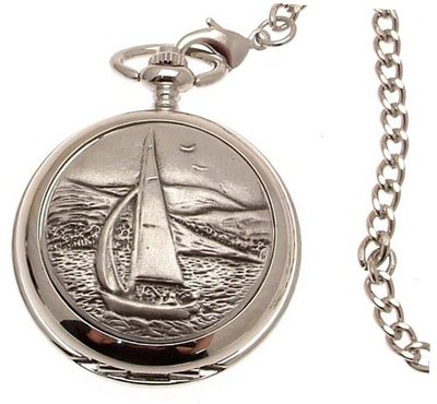 Solid pewter fronted quartz pocket - Sailing design 28