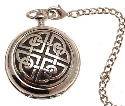 Solid pewter fronted quartz pocket - square knot design 2