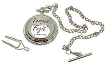 Solid Pewter fronted quartz pocket - Tempus Fugit design