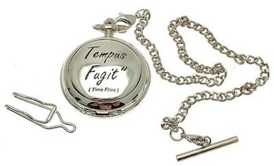 Solid Pewter fronted quartz pocket - Tempus Fugit design