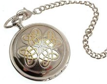 Solid pewter fronted quartz pocket - Two tone entwined love knot design 9