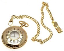 uAEW Gold coloured half hunter quartz pocket and chain 