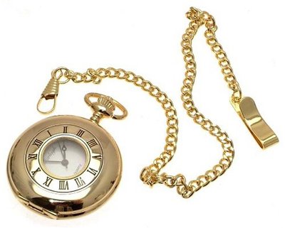 uAEW Gold coloured half hunter quartz pocket and chain 