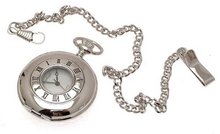 uAEW Silver coloured half hunter quartz pocket and chain 