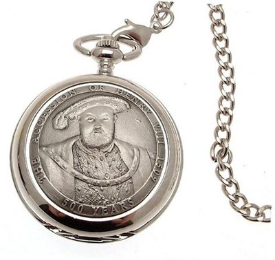 uAEW Solid pewter fronted mechanical skeleton pocket - Henry VIII design 11 