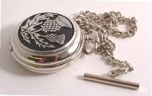uAEW Solid Pewter fronted mechanical skeleton pocket - Scottish Thistle design 