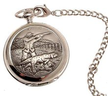 uAEW Solid pewter fronted mechanical skeleton pocket - Sporting shoot design 29 