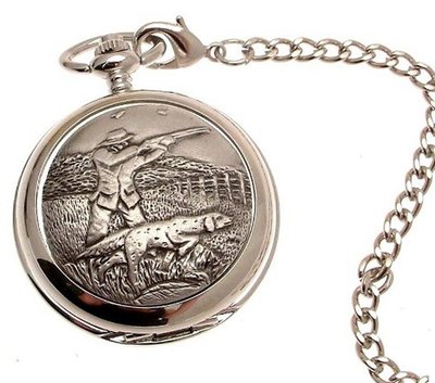 uAEW Solid pewter fronted mechanical skeleton pocket - Sporting shoot design 29 